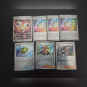 Pokemon Set of 7 Trading Cards Ignition/Luminous Energy, Nest Ball, Arven, Hilda